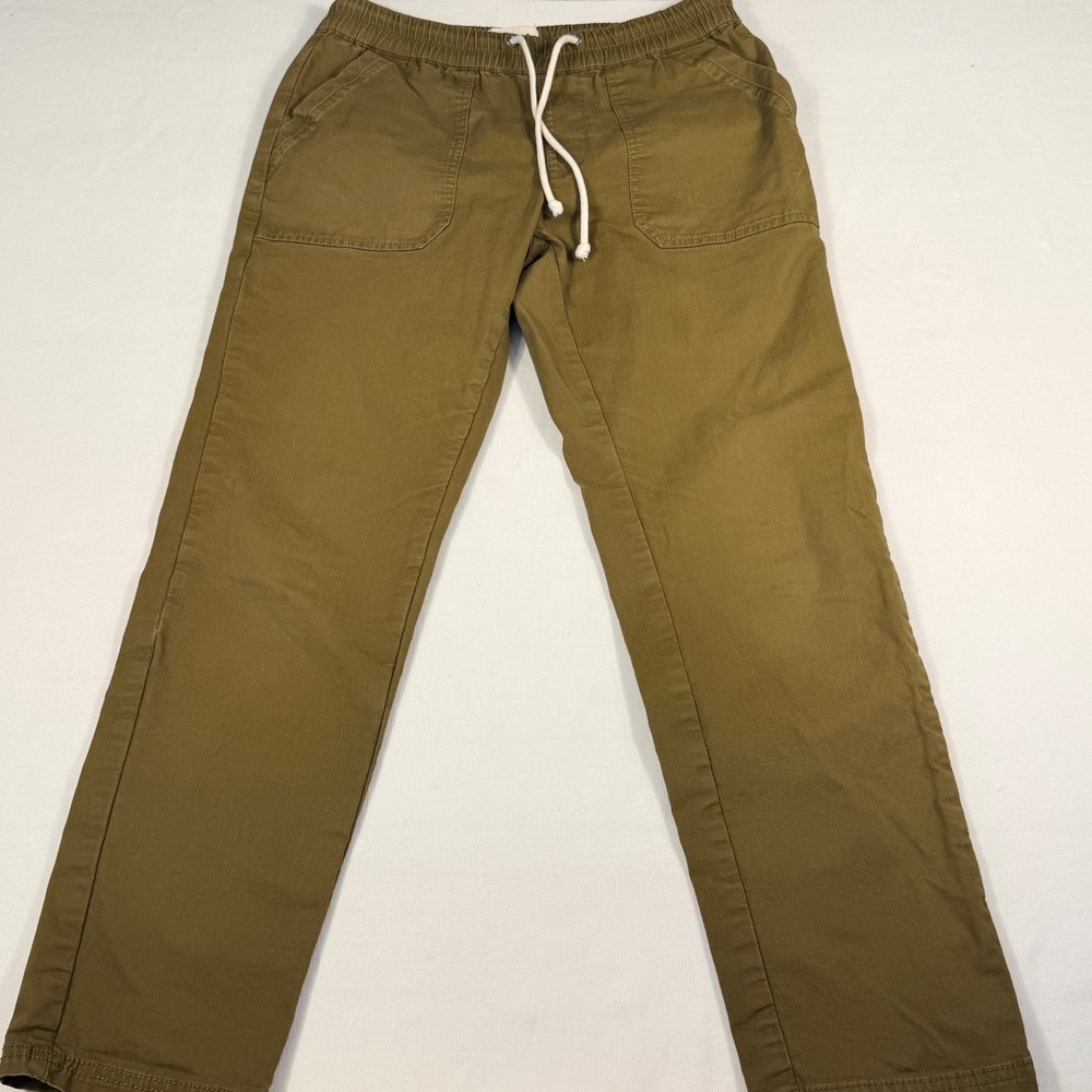 Pact Organic Cotton Jogger Pants Medium Olive Green Elastic Drawstring Chino